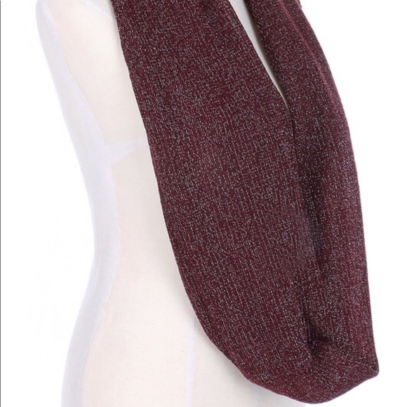 Aubrey Glitter Accent Burgundy Infinity Scarf - Picture 3 of 5